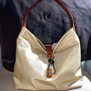 Dooney & Bourke Nylon Hobo with Logo Lock /Bone